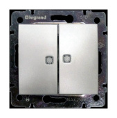 Legrand Valena Алюм Выключатель 2-клавишный с подсветкой