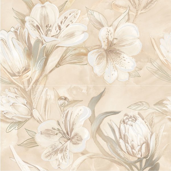 OPALE BEIGE FLOWER 63х63 (2шт/3компл) панно