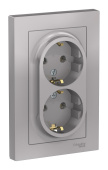 Розетка 2-м с заземл. AtlasDesign алюм. SE ATN000324