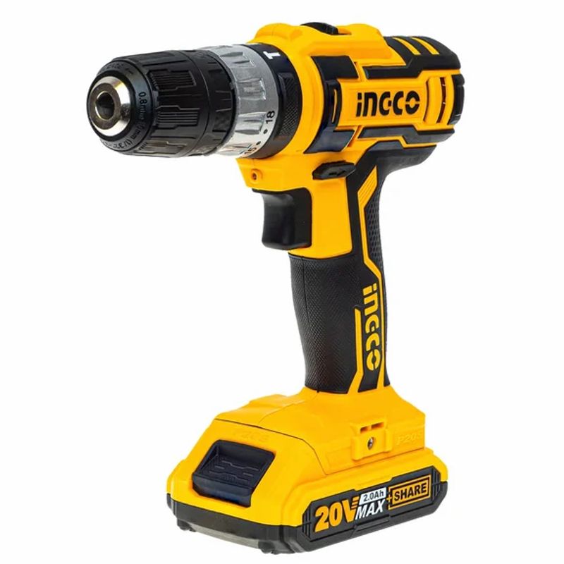 Акк. шуруповерт INGCO ударный 20В Li-Ion, 0-400/0-1500/min, 2х2Ah, 45Нм, 50 бит CIDLI20025