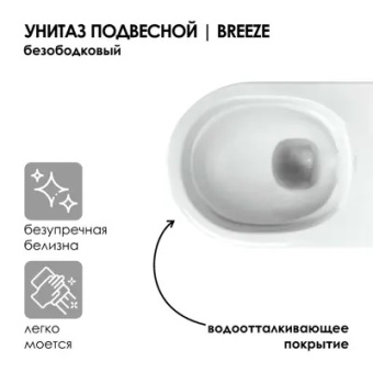 Набор инсталляции 40 см АНИ Пласт WN4 1433 Breeze с безободковым унитазом, с сиденьем микролифт, черный матовый клавишей WP1433