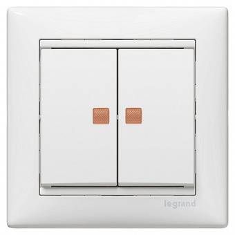Legrand Valena Бел Выключатель 2-х клавишный с подсветкой