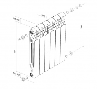 Радиатор Royal Thermo Revolution Bimetall 500-4секц. 