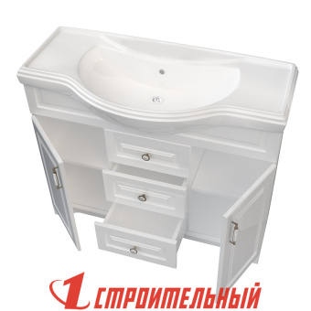 Тумба Прованс New с раковиной 80Н 2в.я. 2д. Белый глянец