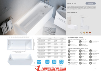 Ванна Marka One MODERN 180x75,каркас,панель Flat