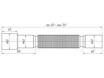 Гибкая труба АНИ Пласт K406 40х40-50/351-761 мм