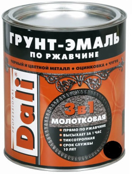 ГРУНТ- ЭМАЛЬ ПО РЖАВЧИНЕ "DALI"  3 В 1 МОЛОТКОВАЯ ЗЕЛЕНАЯ  2Л