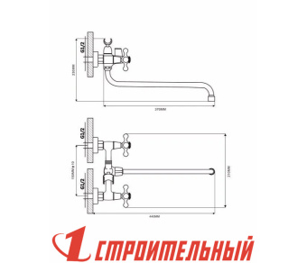 Смеситель  для ванны длинный излив хром MN2208-2
