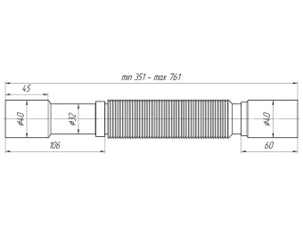 Гибкая труба АНИ Пласт K407 40х32-40/351-761 мм