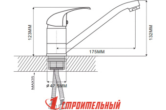 E49109 Смеситель для кухни с гайкой