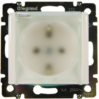 Legrand Valena Бел Розетка 1-ая с/з с прозрачной крышкой IP44