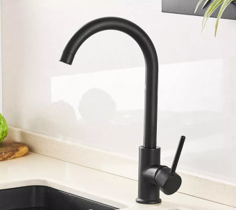 Смеситель Turdus Steel 22К Black Stone (черный) без шлангов подвода воды