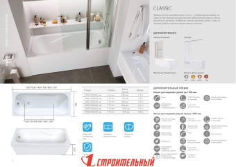 Ванна 1Marka CLASSIC 170x70,каркас,панель