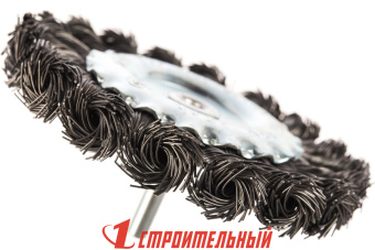 Щетка для дрели, 100 мм, плоская со шпилькой,  витая проволока