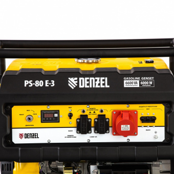 Генератор бензиновый PS 80 E-3, 6.5 кВт, 400 В, 25 л, электростартер Denzel