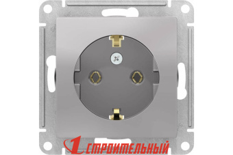 Розетка 1-м с заземл. AtlasDesign алюм. SE ATN000343