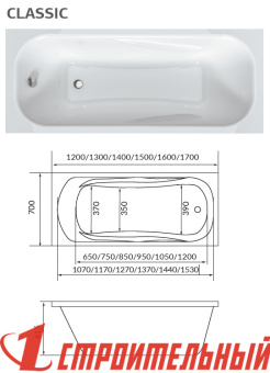 Ванна 1Marka CLASSIC 170x70,каркас,панель